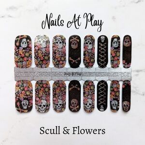 5 for $15 Nail Wrap - Skull & Flowers